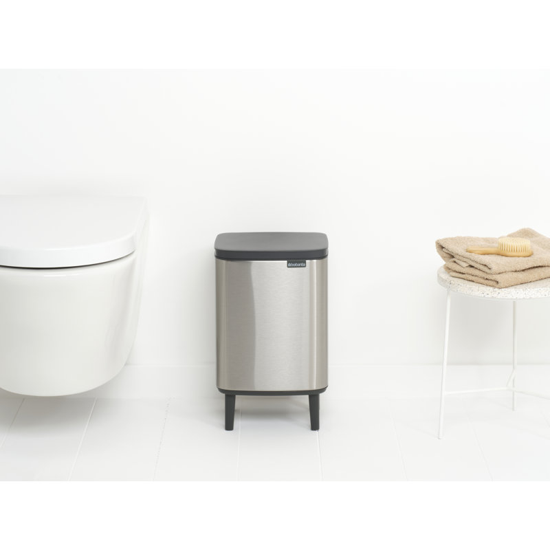 Poubelle «Bo» de 1,8 gallon (7 litres), Acier mat, 1.8