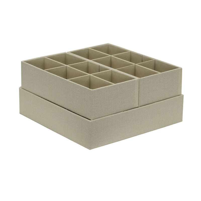 Adjustable 3 Piece Drawer Organizers Starter Set, Cream