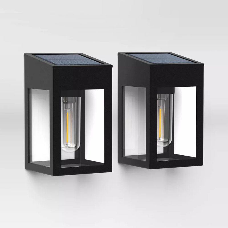 2-Pack Vintage Patio Solar LED Window Lights Outdoor Path Lights Matte Black: Automatic Lighting, Weather-Resistant