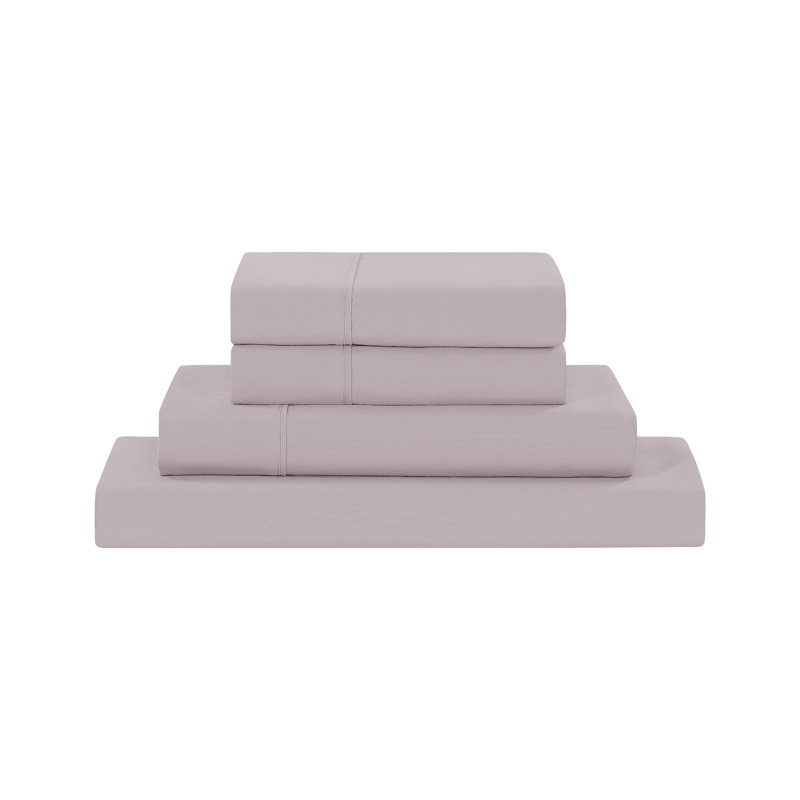 Ensemble de draps en microfibre 4 pièces Modern, Ensemble de draps pour lit double avec 2 taies d'o, Mauve