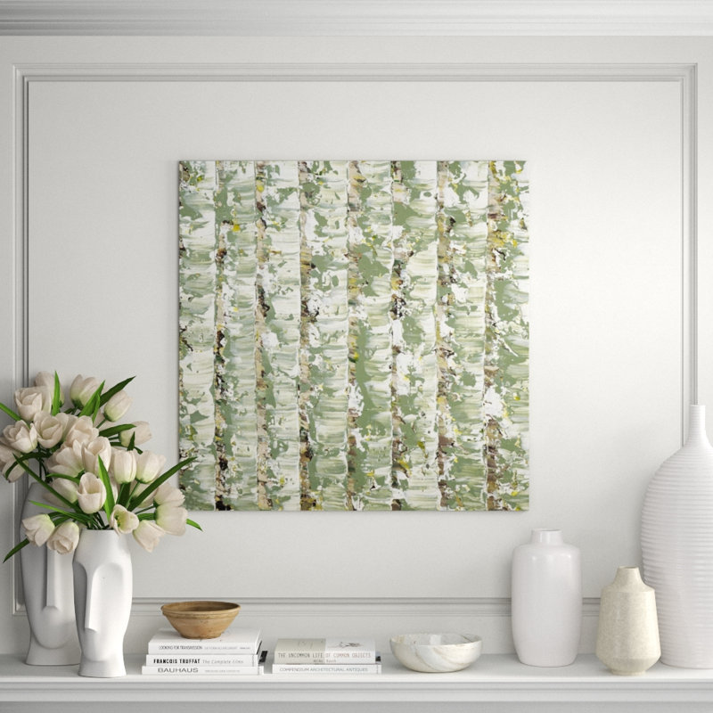 Green Birches Painting, Plexi, 30" H x 30" W x 1.5" D