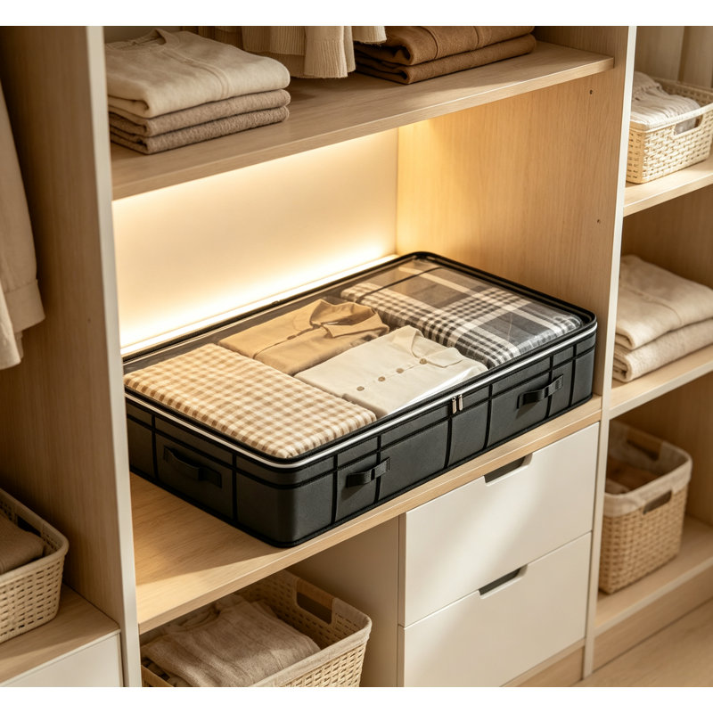 Bacs de rangement rayés sous le lit 39,4 po, paquet de 4 tiroirs en tissu durable, capacité de 90 L pour la chambre à coucher, petits espaces