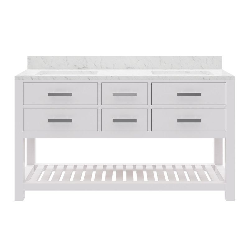 Madalyn 60'' W Vanity, Pure White, 34'' H x 60'' W x 21.5'' D