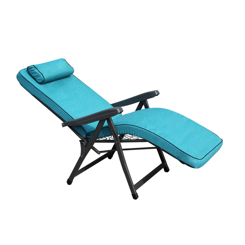 Amher Reclining Zero Gravity Chair with Cushion, Light Blue