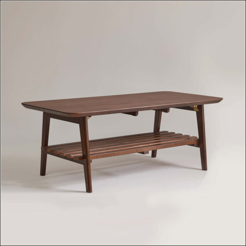 Table basse en bois avec tablette de rangement, table de bout rectangulaire Mid-Century pour le salon
