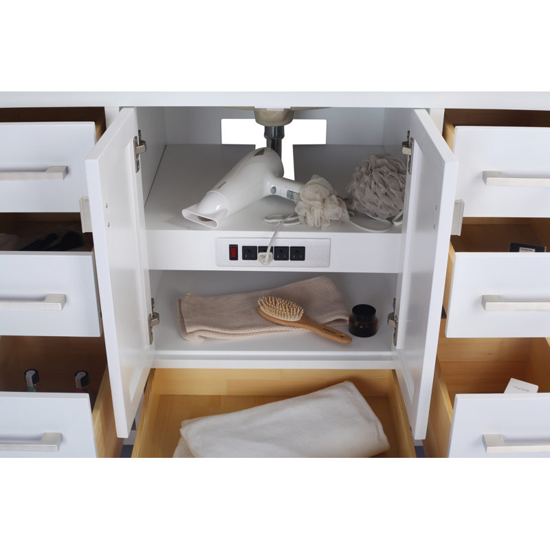 Ensemble de meuble-lavabo simple 48 po Mariário, Blanc mat, Blanc