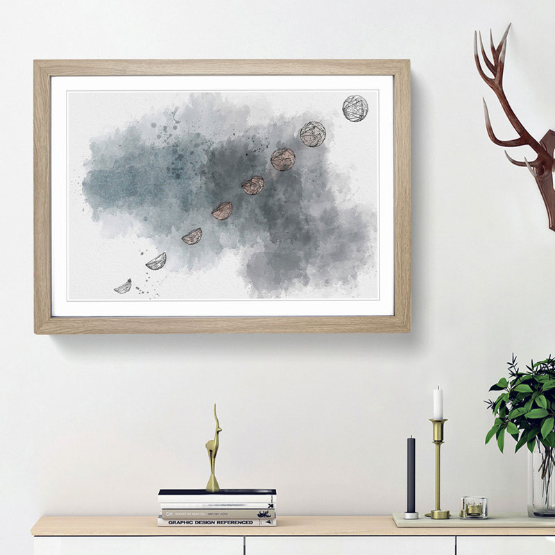 Story of the Moon in Abstract - Framed Print, 36cm H x 48cm W x 2cm D, Oak Framed