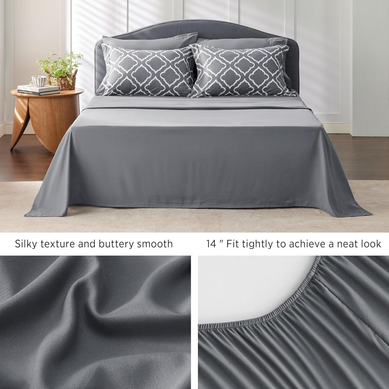 Ensemble d'édredon pour grand lit 7 pièces, Gris foncé