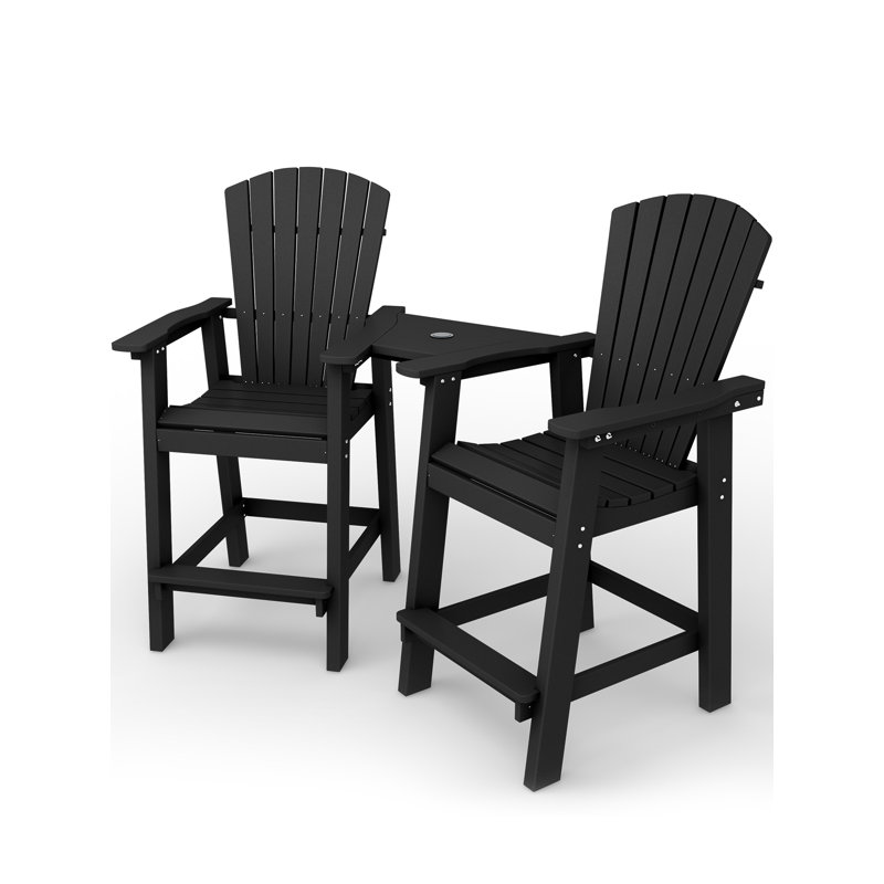 5 - Person Patio Dining Set with Round Table, Black