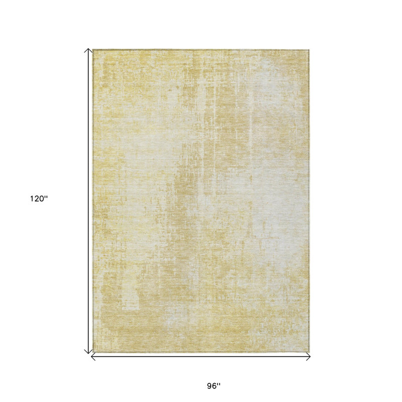 Tapis intérieur lavable abstrait ivoire doré 8 pi x 10 pi