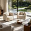 Ensemble de 2 fauteuils individuels en tissu bouclé, canapé minimaliste Japandi carré nuage, fauteuils d'appoint ergonomiques pour salon-792744278-793452328