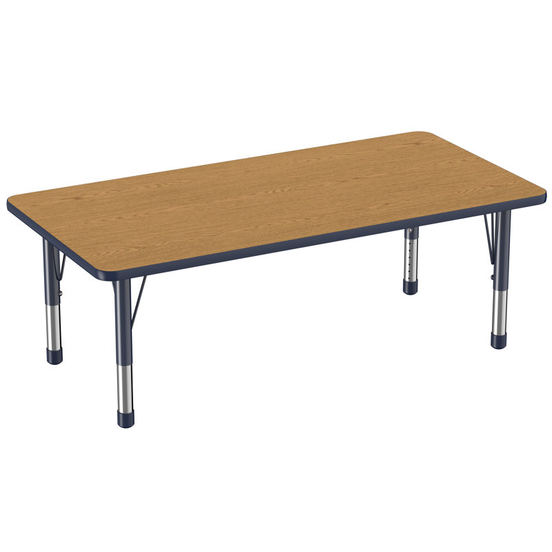Table d'activité rectangulaire à hauteur réglable en forme de T, 24 po x 60 po, Érable / érable / sable, Super