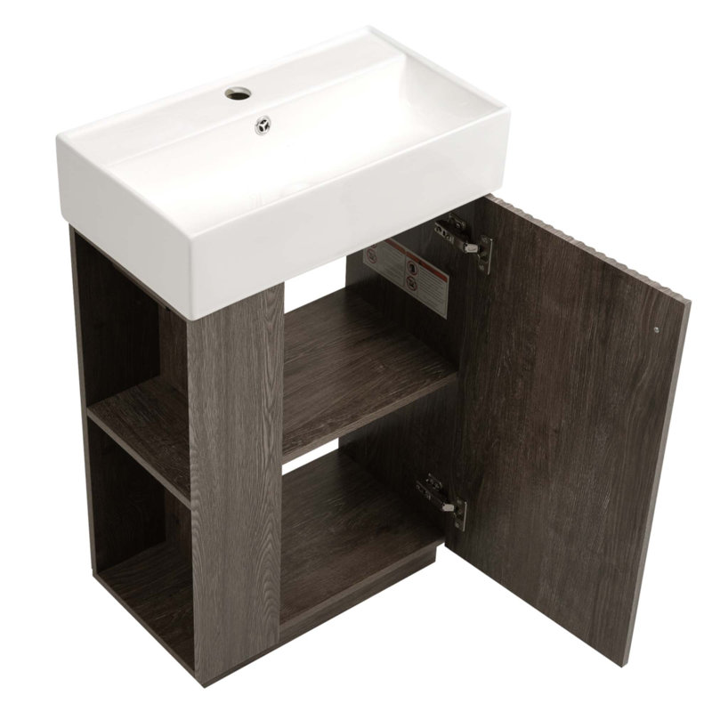 Meuble-lavabo 21,6 po avec lavabo en céramique, Gris foncé