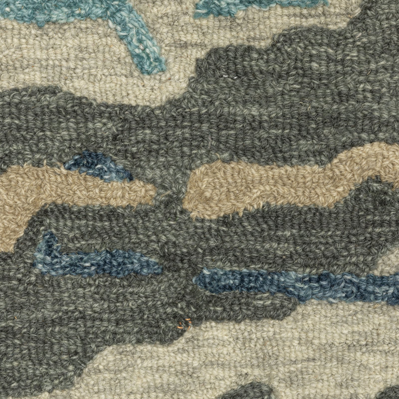 Tapis gris / bleu Renli, Tapis de couloir 2 pi 6 po x 8 pi
