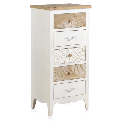 Ranjeeta Solid Wood 48cm W 5 - Drawer Chest of Drawers