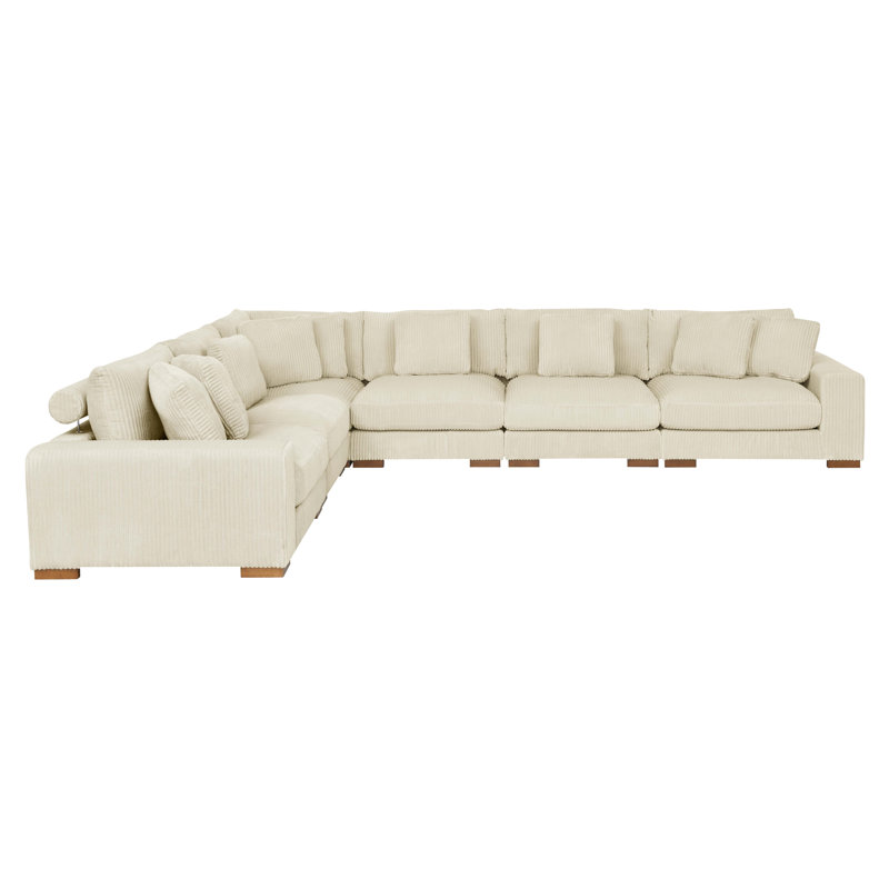 Canapé modulaire réversible de coin Amrith, Velours côtelé crème