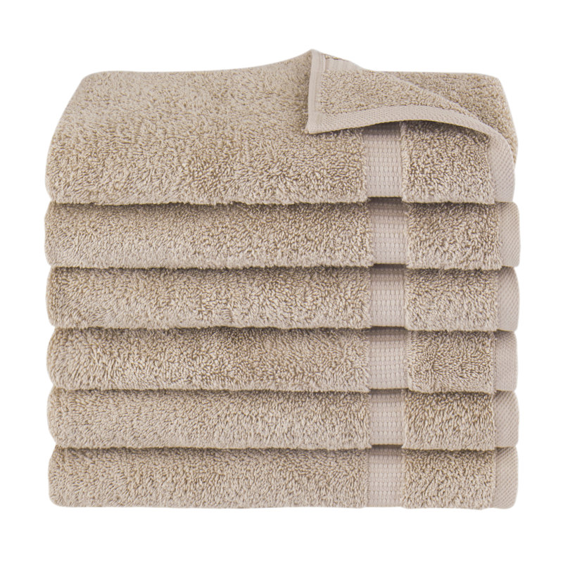 Agathon Turkish Cotton Hand Towels - Fast-Drying, Ultra Plush Bathroom Towels, Set of 6, Taupe