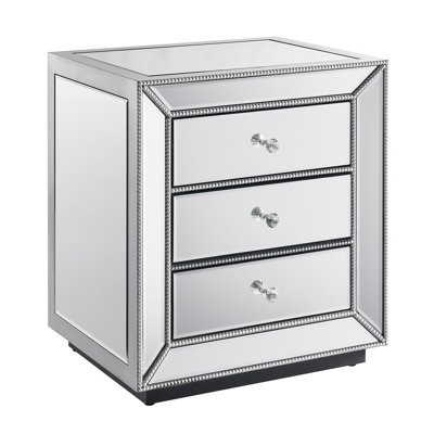 Armoire à trois tiroirs avec finition miroir en perles