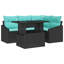  Ensemble de canapé de jardin avec coussin manuel 5 pièces noir et bleu