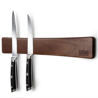 16-Inch Acacia Wood Magnetic Knife Strip - Wall Mounted Kitchen Utensil Organizer & Strong Magnetic Tool Holder Bar for Professional Chef - Natural Wood Finish