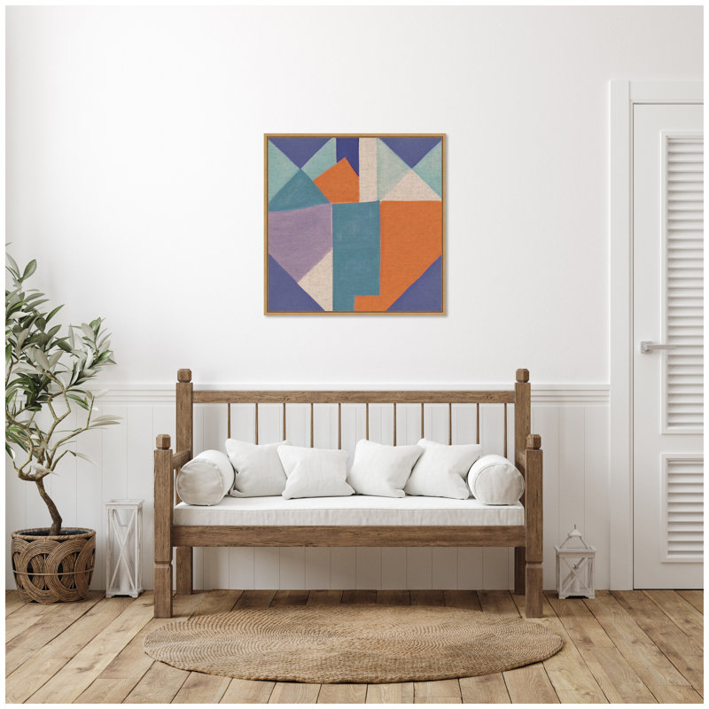«Painterly Soft Geometric Shapes Neutral Linen» par The Creative Bunch Studio, reproduction d'art sur toile encadrée
