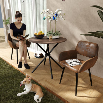 Ensemble de salle à manger moderne 3 pièces Harjovan, 2 chaises rembourrées pour les petits espaces