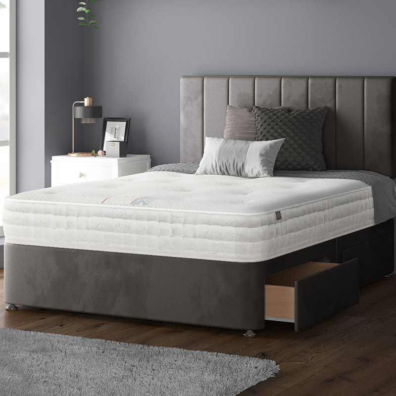 Ohioville Divan Bed Base, Grey, Single (3'), 2 Right Drawers
