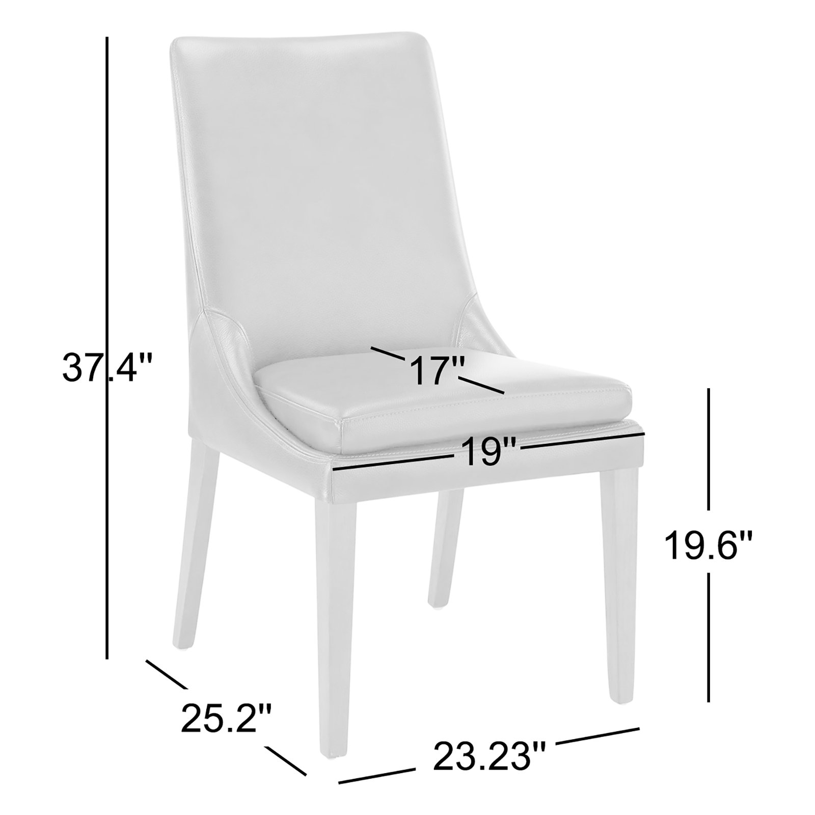 Niara Leather Upholstered Side Chair, White Genuine Leather