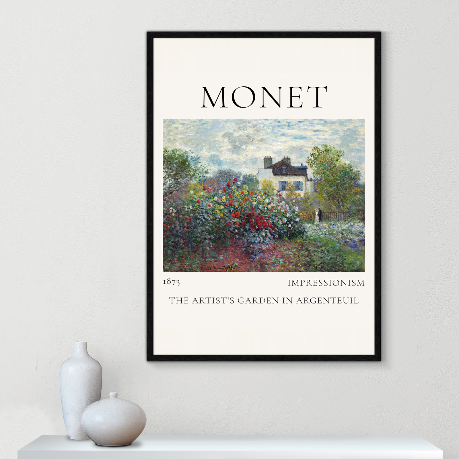 Artists Garden in Argenteuil Print by Claude Monet, No, Black Single Picture Frame, 41.5" H x 29.5" W x 0.75" D