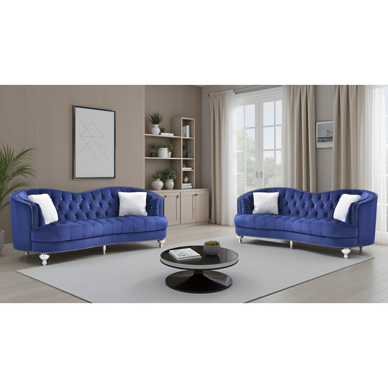 Ebern Designs Mongeon Grey Velvet Sofa Set Of 2 - Wayfair Canada