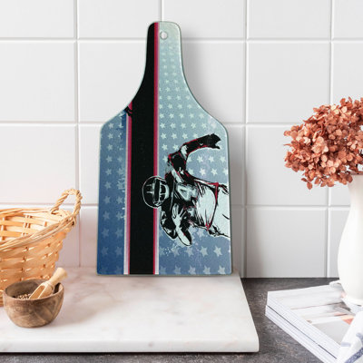 Ambesonne Americana Tempered Glass Cutting Board Baseball Player Stars Multicolor