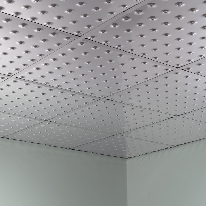 Panneau de plafond décoratif en vinyle 2 pi x 2 pi FASÄDE, Aluminium brossé