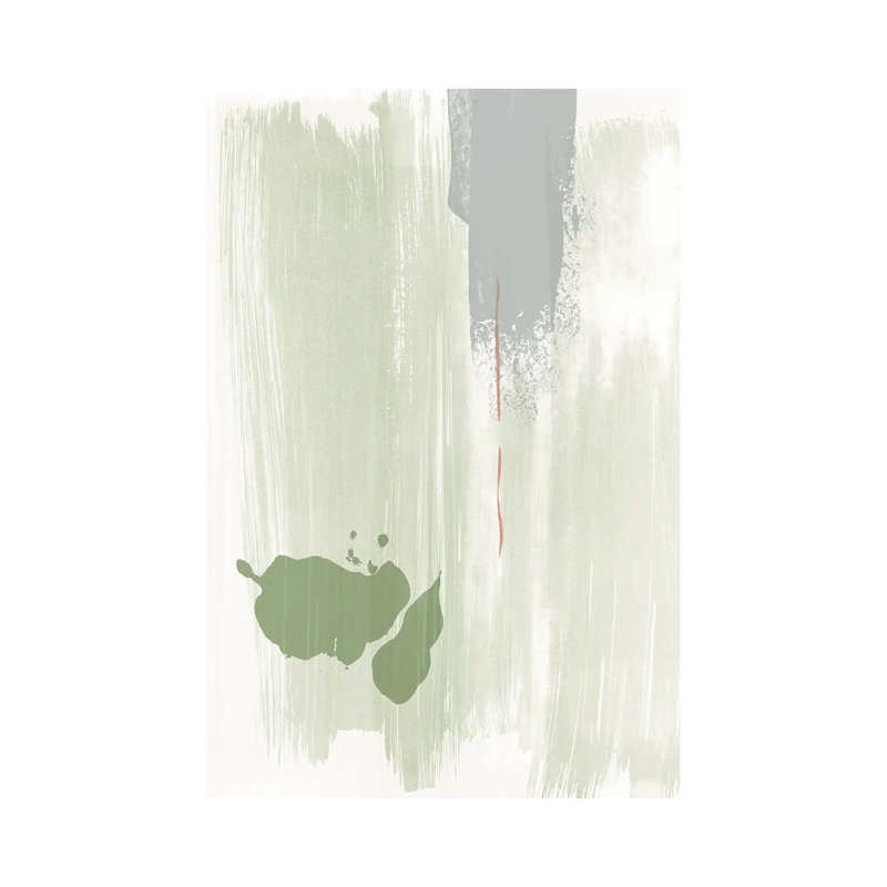 Peinture abstraite vert olive - NUV255, H 26 po x l 18 po x 1,5 po