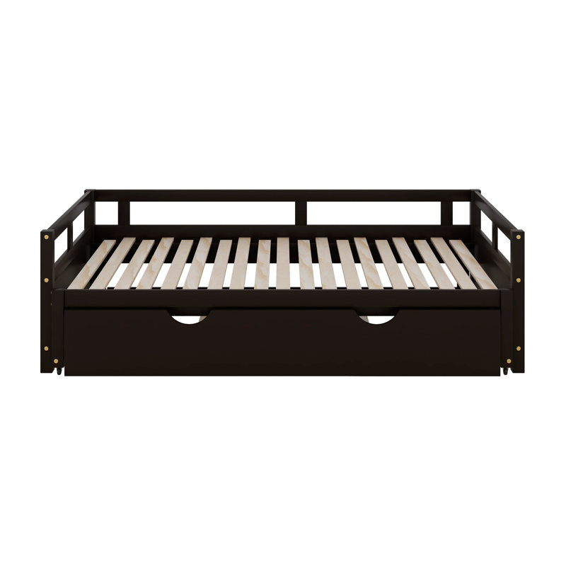 Twin Daybed With Trundle, Extendable Design, Espresso