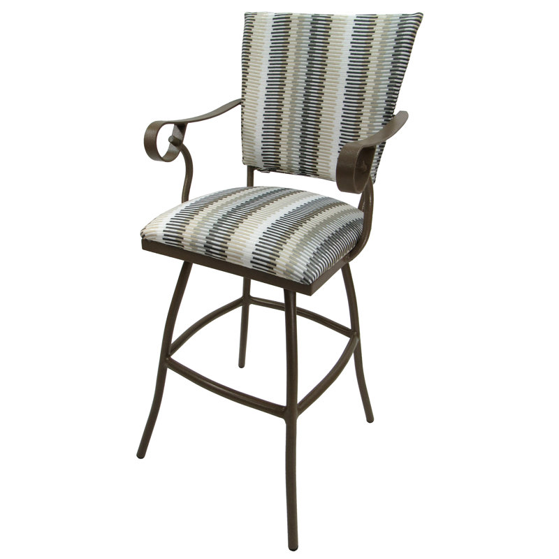 Tabouret de bar 35 po avec coussin Fairbourne, Gris / Beige
