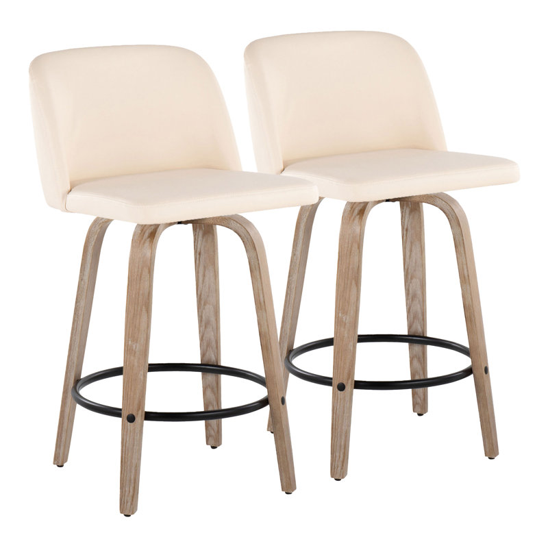 Lakyia Swivel Upholstered Counter Stool, Cream