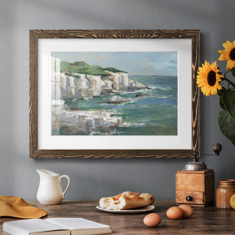 White Sea Cliff I - reproduction encadrée rustique avec tableau mat, Noyer, H 18 po x l 26 po x P 1,5 po
