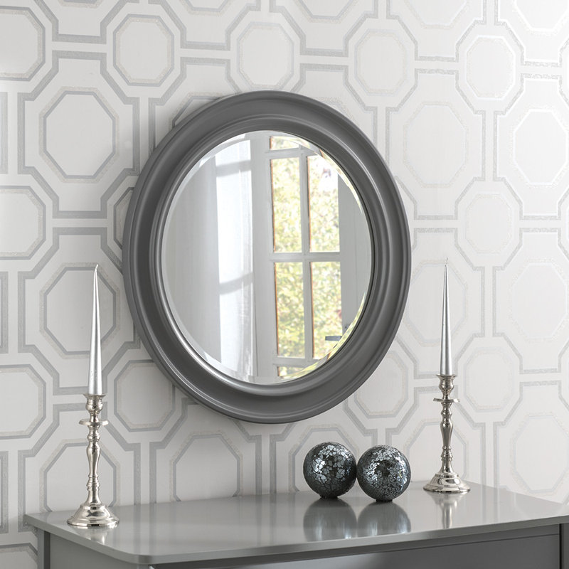 Pressley Metal Wall Mirror, Dark Grey