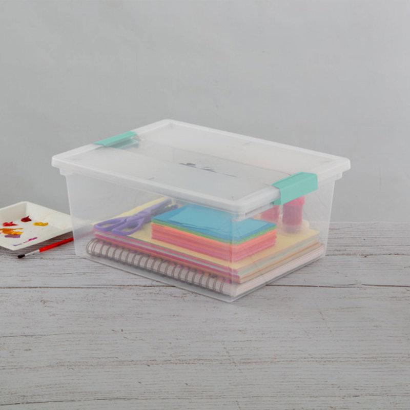 Sterilite Medium Clip Box Clear Home Storage Tote Container with Lid, Deep, 12-Pack