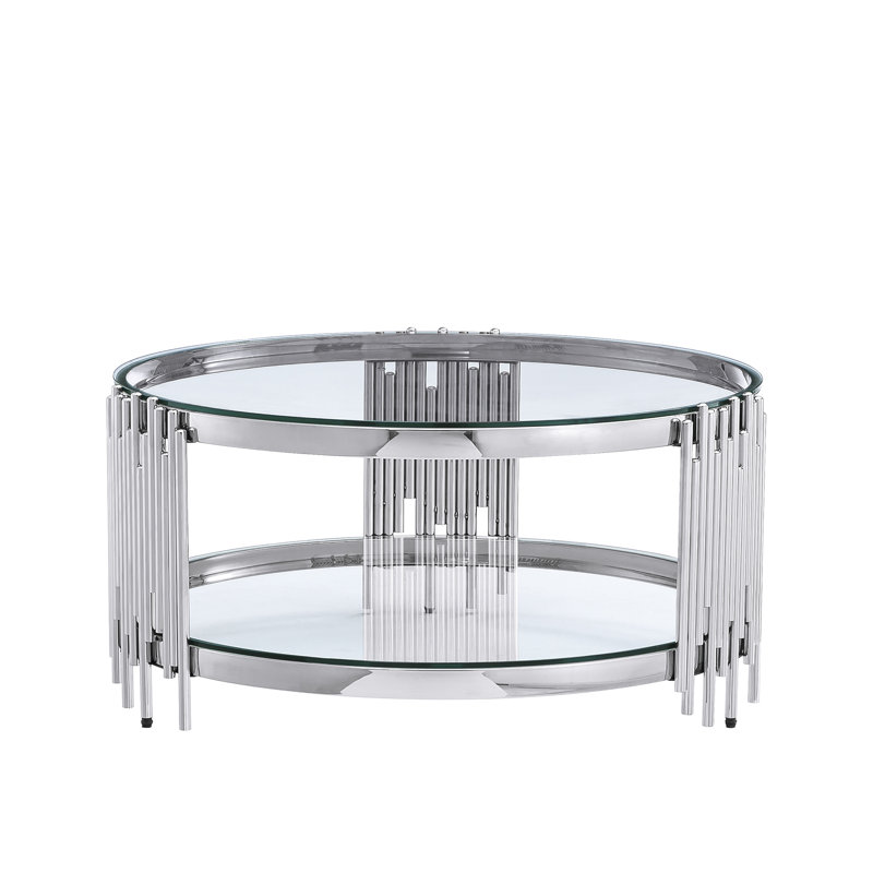 ", Table basse moderne en métal argenté, conception carrée avec une fabrication durable pour un espace de vie contemporain