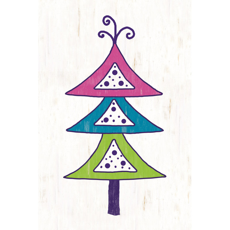 Funky Christmas Tree 4 1 Piece Wrapped Canvas Wall Art, 30cm H x 20cm W x 3.8cm D