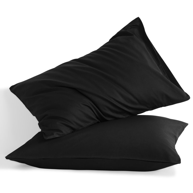 Ensemble de taies d'oreiller 100% coton Akeda, Noir