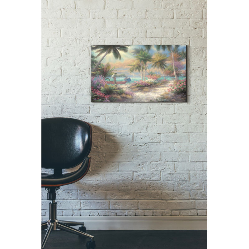 « île of palms », reproduction de peinture à l’acrylique sur toile, H 18 po x l 26 po x P 1,25 po