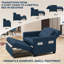 3-in-1 Convertible Sleeper Accent Chair Bed with Adjustable Backrest & Back Pillow-474836464
