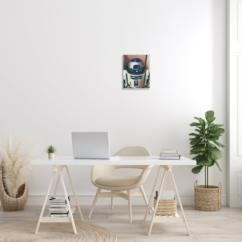 Iconic Retro Sci-Fi Space Robot bleu blanc, H 15 po x l 10 po, Plaque murale