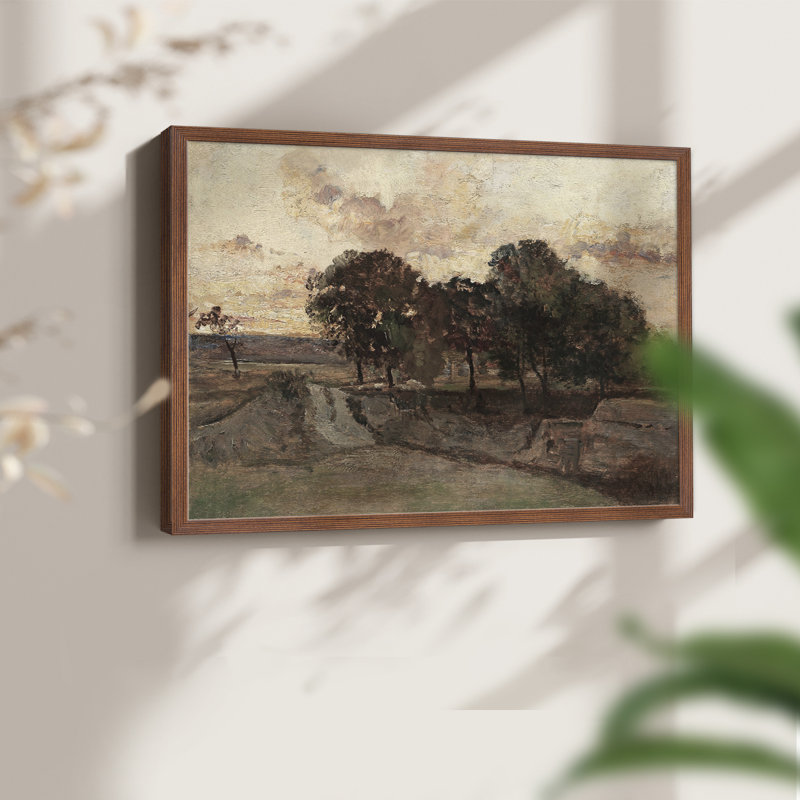 Paysages rétro-CLX-reproduction encadrée, H 11 po x l 14 po, Noyer
