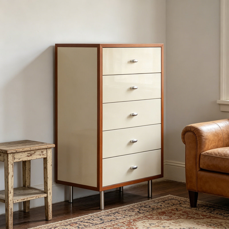 Commode d'appoint de style minimaliste moderne, Beige/brun