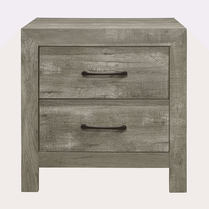 Table de chevet de style rustique 1Pc avec 2 tiroirs de style transitionnel
