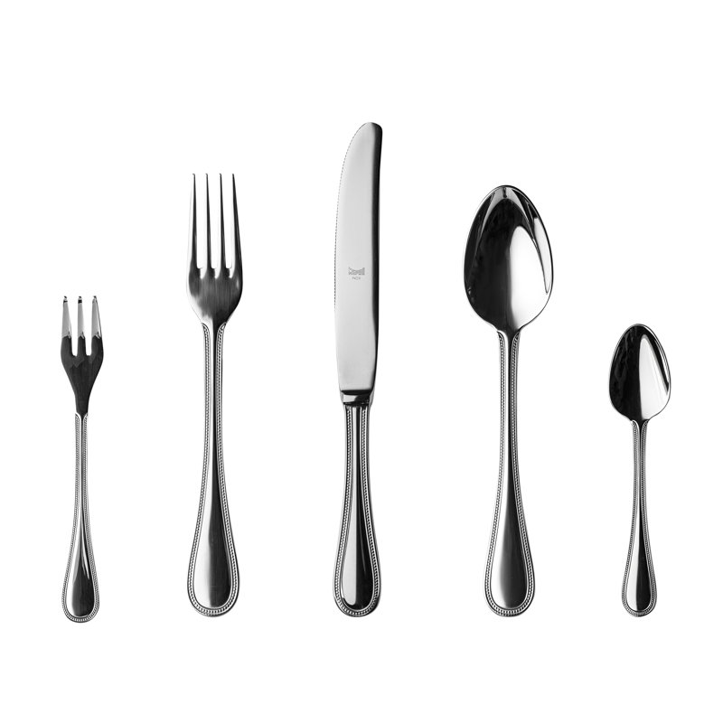 Ensemble de couverts Perla avec fourchettes à gâteaux - 30 pièces - Acier inoxydable