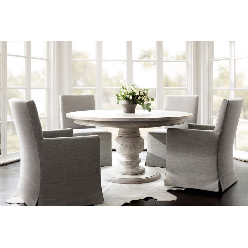 Mirabelle Cream 60" Round Extendable French Country Dining Table